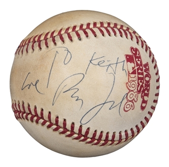 Billy Joel Signed and Inscribed To Keith Hernandez 1986 Official World Series Ueberroth Baseball (PSA/DNA)